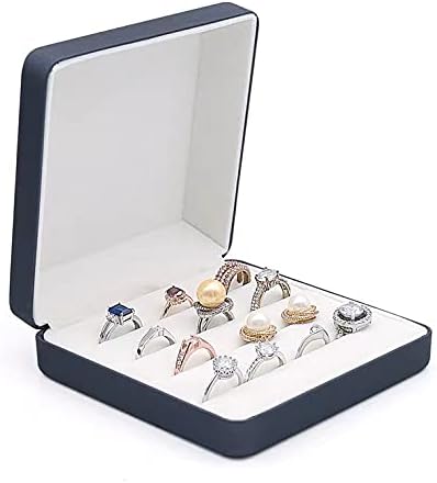 Small Ring Organizer Box, Portable Rings Jewelry Holder Case, Modern Ring Storage Tray Fit for Women,Girl for Travel (blue)