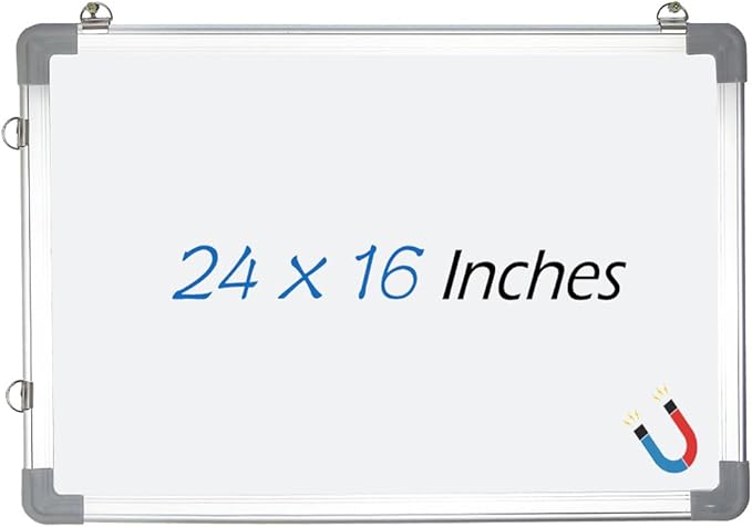 Dry Erase White Board, 24x16Inch (60x40cm) for Wall Whiteboard Aluminum Frame Hung for Kids Draw and Write Teach