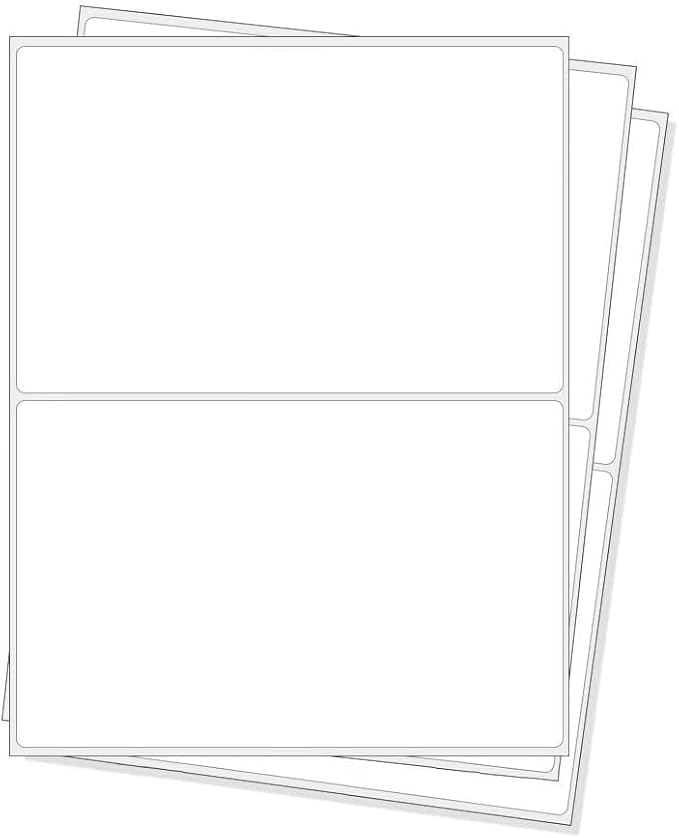 RBHK Half Sheet Self Adhesive Shipping Labels for Laser & Inkjet Printers, 8000 Labels, Rounded Corner (4000 Sheets)