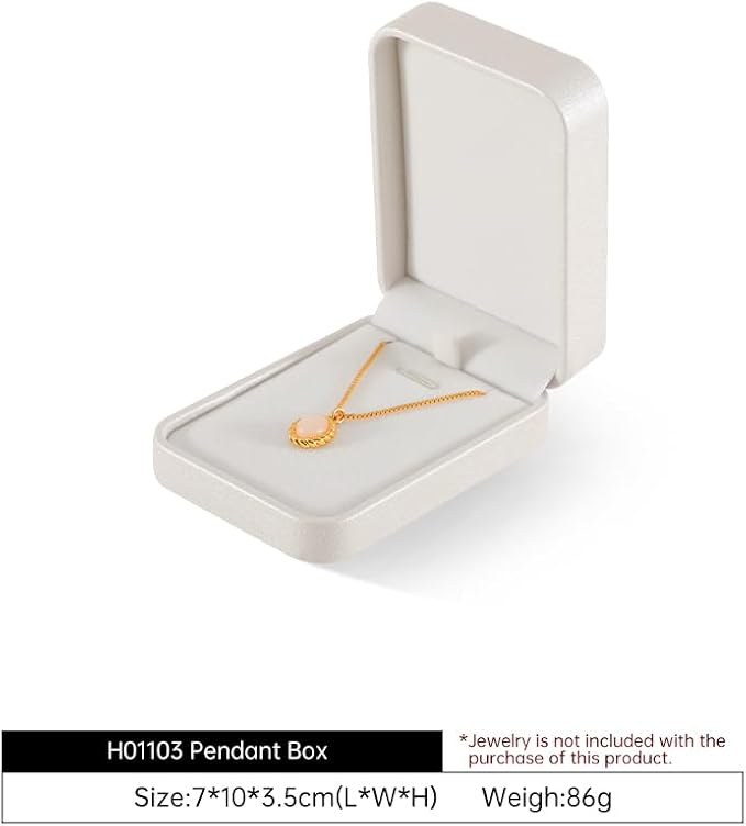 Necklace Box, Leather Gift Box,Premium Jewelry Boxes,Luxury Necklace Boxes For Jewelry Gift,Pendant (White)