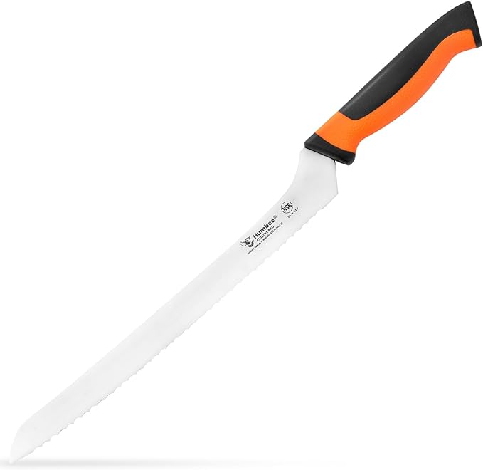 12-Inch Offset Serrated Bread Knife, Premium High Carbon Stainless Steel Blade Knife for Bread with Ergonomic Handle, NSF Certified, DT-31 Series, Orange