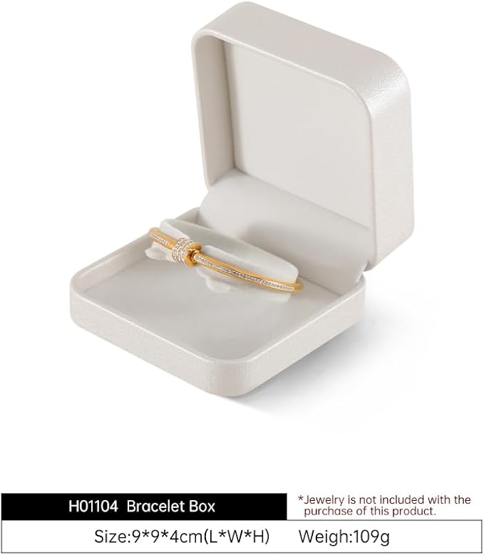 Bracelet Box, Leather Gift Box For Women,Premium Jewelry Boxes,Luxury Bangle Box (White)