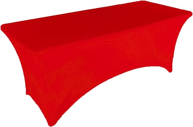 2 Pack 6FT Red Spandex Tablecloth Stretch Fitted Table Cover for Rectangular Table Event, Wedding, Banquet and Parties