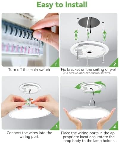 zemty 2Pack 12 Inch LED Flush Mount Ceiling Light, Super Thin 28W 3200lm Low Profile Ceiling Lights, 3 Color Temperature in One 3000k/4500k/6000K Lighting fixtures for Bedroom, Kitchen, Bathroom