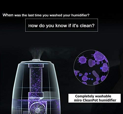 MIRO-NR08M Completely Washable Modular Sanitary Humidifier, Large room, Easy to Clean, Easy to Use, Luma Touch - Premium Cool-Mist Humidifier. Touch Control Colorful LEDs, Powerful humidification