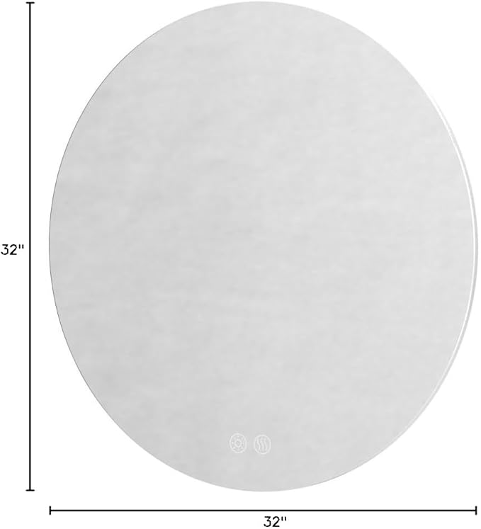 32 Inch Round LED Bathroom Mirror Backlit Anti-Fog Wall Mounted Lighted Bathroom Vanity Mirror 3 Colors Light Dimmable Smart Makeup Mirror with Touch Switch