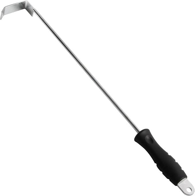 BBQ Ash Tool for Big Green Egg Stainless Steel Ash Tool Poker for Kamado Joe Charcoal Smoker Wood Burning Stove Ash Rake,Ash Tool for Other Charcoal Grills Corner Cleaner Accessories 17.5"