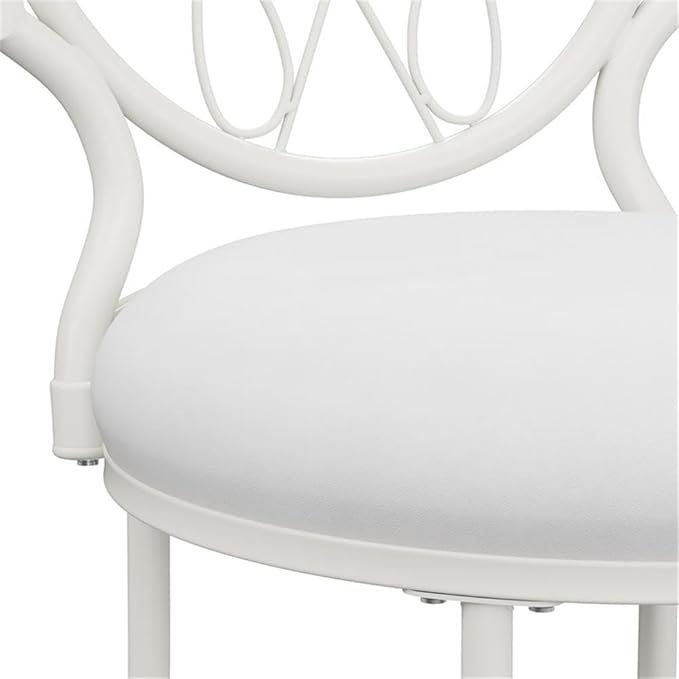 Hillsdale O'Malley Metal Vanity Stool for Makeup Room or Bathroom, White