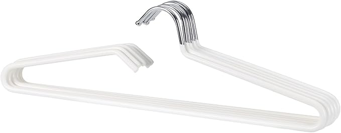 SHIMOYAMA Non-Slip Metal Clothes Hangers - 5 Pack, Space-Saving Short Neck Hangers for T-Shirts, Dresses, Tank Tops (White)