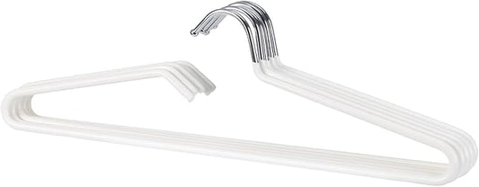 SHIMOYAMA Non-Slip Metal Clothes Hangers - 5 Pack, Space-Saving Short Neck Hangers for T-Shirts, Dresses, Tank Tops (White)