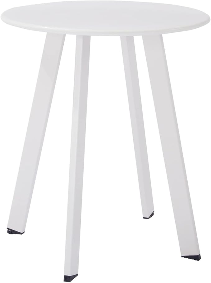 Outdoor Patio Coffee Table Set of 2, Weather Resistant End Table, Round Nesting Tables for Living Room Balcony Office, White