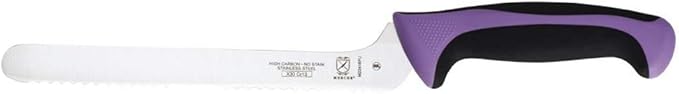 Mercer Culinary Millennia Color Handle Cutlery 8" Offset Bread Knife (Wavy Edge) Purple