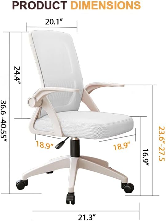 Home Office Chair Ergonomic Breathable Mesh Chair High Back with Adjustable Height Swivel with Flip-Up Arms and Lumbar Support