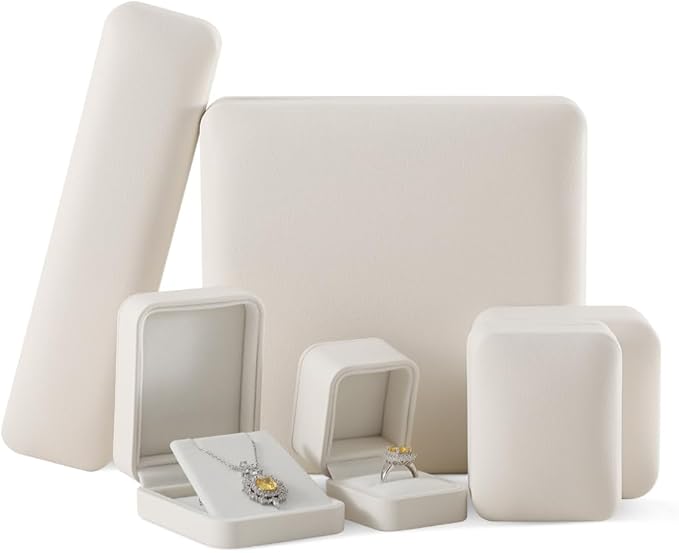 Necklace Box, Leather Jewelry Boxes,Beige Jewelry Gift Boxes,Luxury Jewelry Gift Box，Premium Jewelry Display Box For Jewellery Store