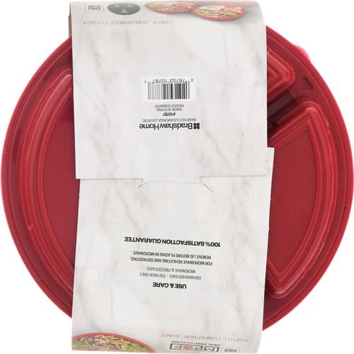 GoodCook Meal Prep Containers Set Microwave & Dishwasher-Safe Round Food Organizers with Labeled Compartments BPA-Free Food Storage Set with Snap Shut Lids Portion Control, 10-Pieces, Red