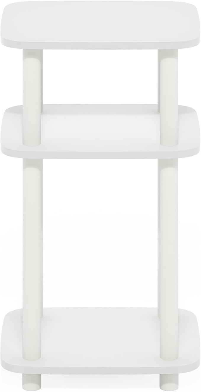 Furinno Just 3-Tier Turn-N-Tube Curve End Table, Side Table, 1-Pack, White/White