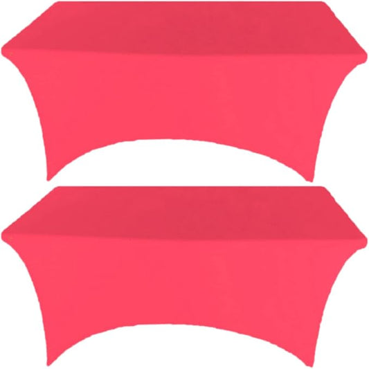 2 Pack 6FT Fuchsia Spandex Tablecloth Stretch Fitted Table Cover for Rectangular Table Event, Wedding, Banquet and Parties