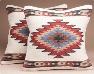 Mission Del Rey Southwestern Wool Throw Pillow Covers 18x18 - (Pair) Papago