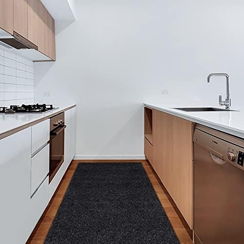 3' x 70' Runner Rugs with Rubber Backing, Indoor Outdoor Utility Carpet Runner Rugs, Black, Can Be Used as Aisle for The RV and Boat, Laundry Room and Balcony