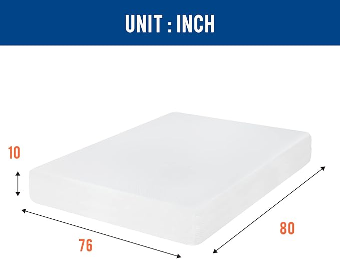 FDW 10 inch King Mattress Size/Gel Memory Foam Mattress/Medium Firm Mattresses for Cool Sleep Relieving Pressure Relief CertiPUR-US Certified Mattress in a Box