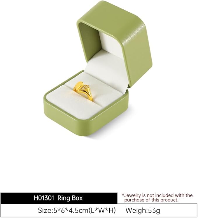 Engagement Ring Box, Leather Single Ring Box,Premium Wedding Ring Boxes For Ceremony,Luxury Proposal Ring Box,Green Ring Organizer For Jewelry