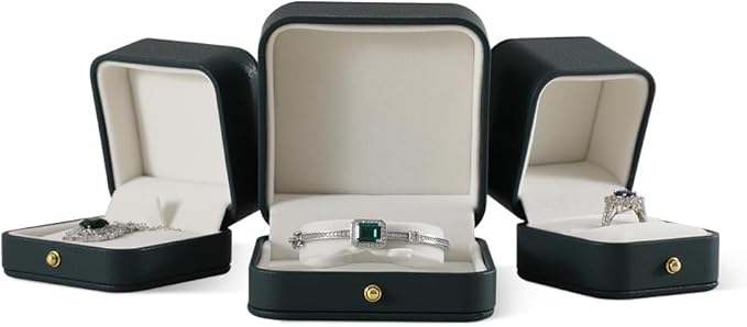 Ring Box, Leather Ring Case,Premium Mens Jewelry Box,Luxury Ring Box For Proposal,Dark Green Ring Boxes