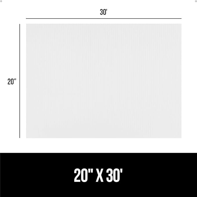 GORILLA GRIP DuraGuard Shelf Liner, 20x30 Non-Adhesive Cabinet Liners for Kitchen Drawers, Shelves, Refrigerator, Pantry Storage, Bathroom Closet, Durable Waterproof BPA Free Ribbed Plastic, White