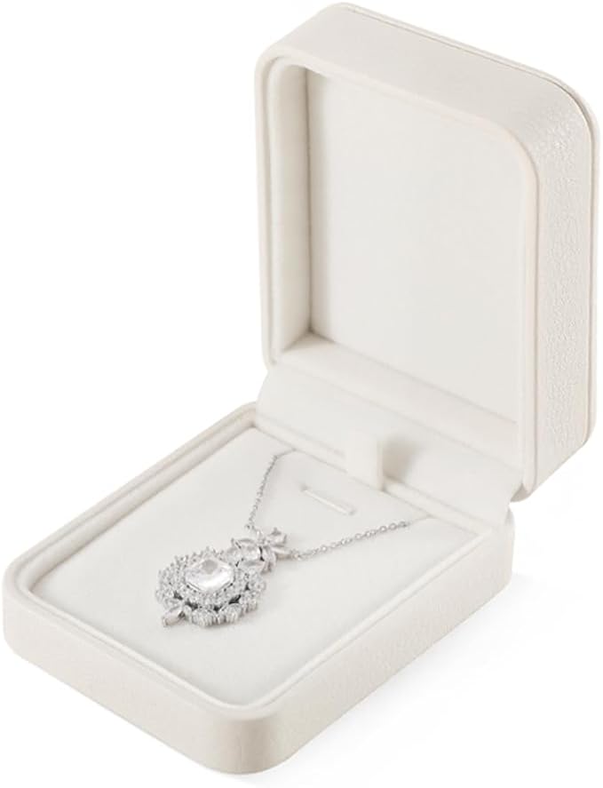 Necklace Box, Leather Jewelry Boxes,Beige Jewelry Gift Boxes,Luxury Jewelry Gift Box，Premium Jewelry Display Box For Jewellery Store