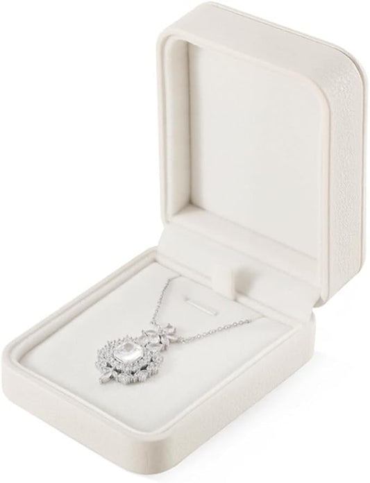 Necklace Box, Leather Jewelry Boxes,Beige Jewelry Gift Boxes,Luxury Jewelry Gift Box，Premium Jewelry Display Box For Jewellery Store