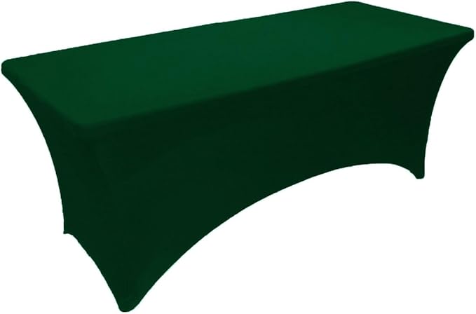 2 Pack 4FT Hunter Green Spandex Tablecloth Stretch Fitted Table Cover for Rectangular Table Event, Wedding, Banquet and Parties