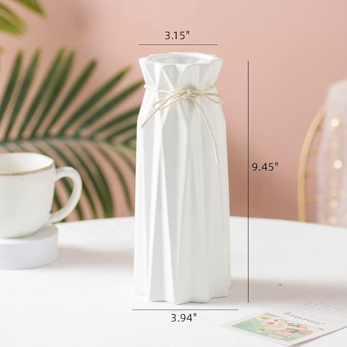 Ceramic White Vase Flower Vase for Home Decor Modern Style 9.5 inch Tall Vase for Table Shelf Home Decor Vase for Fireplace Bedroom Kitchen Living Room Wedding Office Desk Birthday Gifts