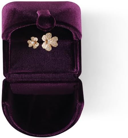 Velvet Ring Box，Engagement Jewelry Gift Boxes Holder for Women,Ceremony Rings Display for Proposal,Wedding Day Case (Purple)