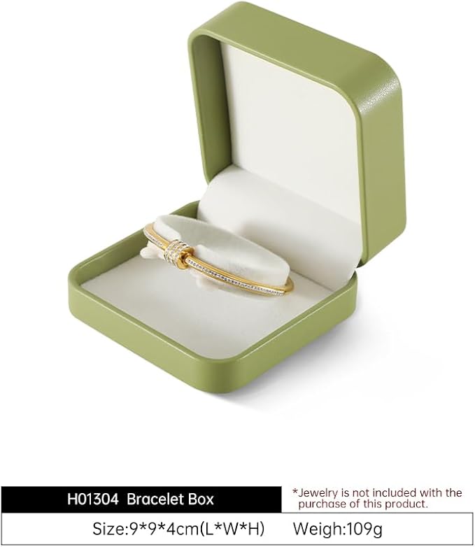 Bracelet Boxes For Jewelry Gift, Leather Bangle Box,Premium Bracelet Holder,Luxury Jewelry Gift Boxes (Green)