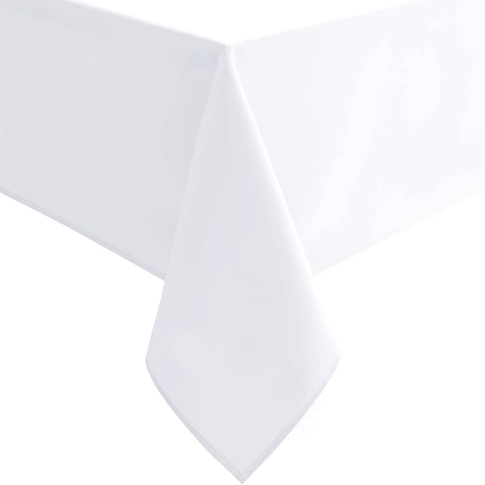 Hiasan White Rectangle Tablecloth - Waterproof Washable Polyester Fabric Table Cloth for Buffect Dining Birthday Party Wedding, 70 x 108 Inch