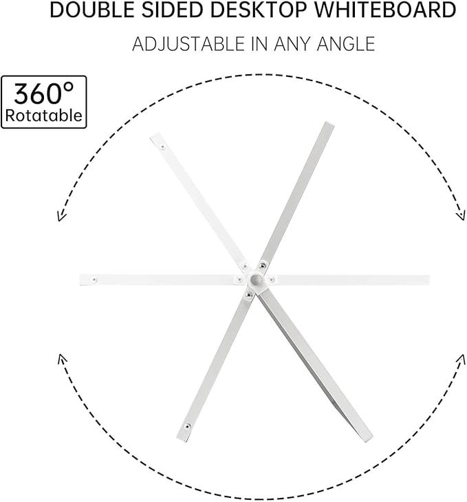 Small Magnetic Dry-Erase White Board – 10 x 10 Inches Mini Easel Whiteboard 360 Degrees Revolving Double Sided Stand for Office, Home, School