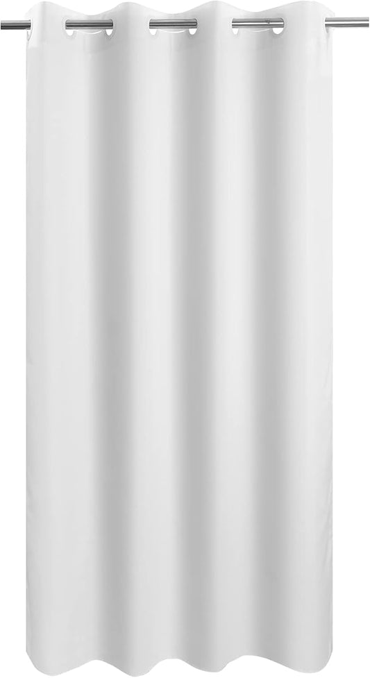Stall Size Fabric Shower Curtain No Hooks or Liner Needed - Soft Shower Stall Curtain 54" x 78" Hotel Grade, Waterproof & Machine Washable, White, 54x80