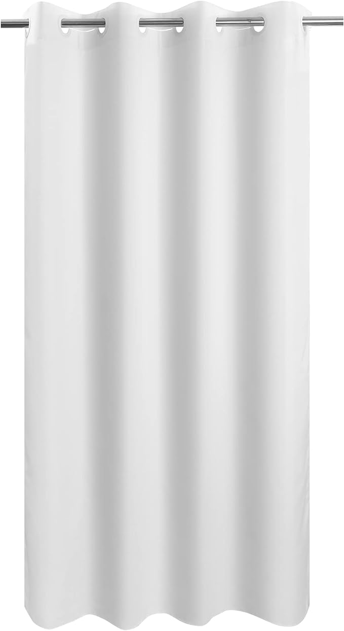 River Dream No Hook Microfiber Shower Curtain 54" Wide - Soft Stall Size Hotel Style Fabric Shower Curtain for Bathroom, Waterproof & Machine Washable, White, 54x74