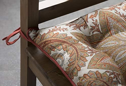 Maison d' Hermine Chair Pads for Dining Chairs Cotton Outer Fabric and Poly Filling 16"x16" Patio Seat Cushions for Furniture with Ties Home Chair Party Hall Farmhouse (Kashmir Paisley, Pack of 2)