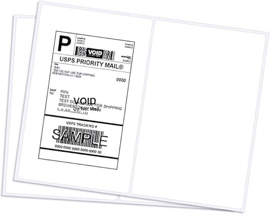 RyhamPaper Shipping Labels with Round Corner, 8.5 x 5.5 Inches Half Sheet Self Adhesive Shipping Address Labels for Laser and Inkjet Printer, 1000 Labels