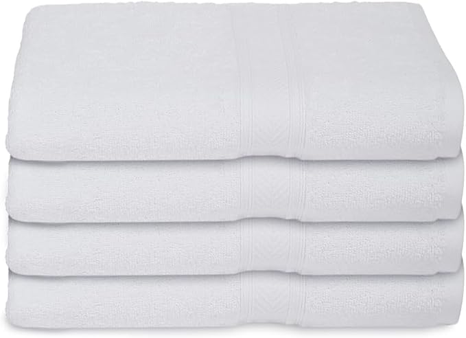 Casa Lino 4 Pack Hand Towels for Bathroom, 18"x28", 100% Cotton, Ultra Soft & Highly Absorbent, Premium Luxury Towels for Gym, Shower, Hotel, New Apartment Essentials, White