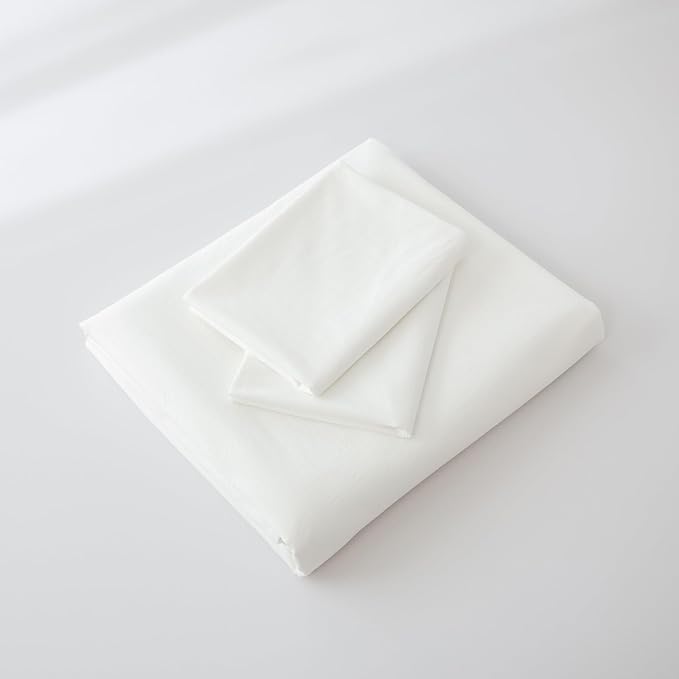 JIYUAN 100% Washed Cotton Duvet Cover Set 3 Pieces Cal King, 1 Duvet Cover 104x98 Inches(Comforter Not Included) and 2 Pillowcases,Linen Feel Bedding Set Comfy and Breathable,Off White