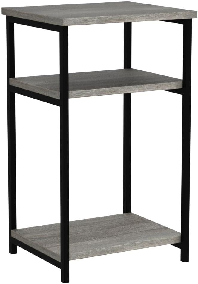 Furinno Just 3-Tier Metal Frame End Table with Storage Shelves, 2-Pack, French Oak