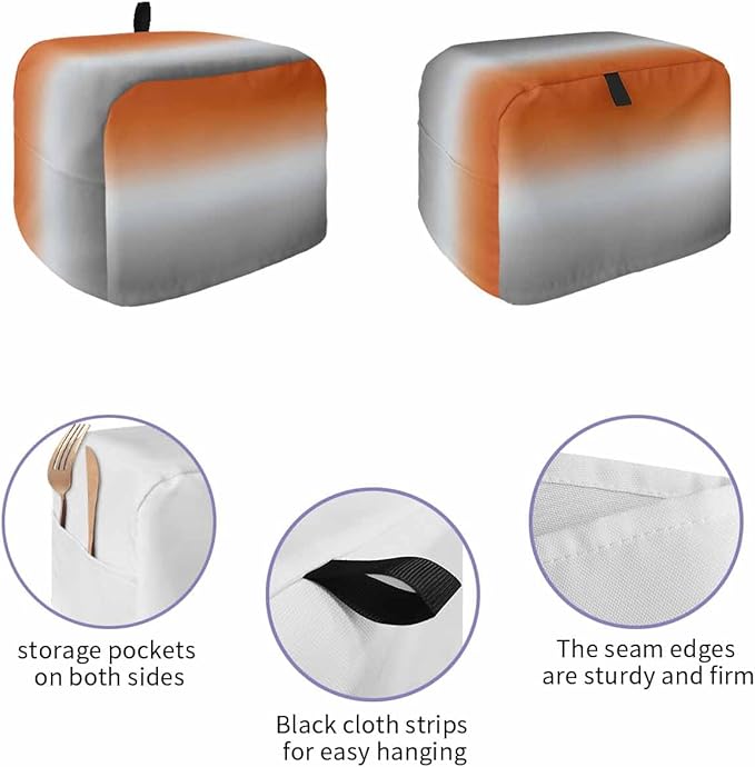 Toaster Cover 4 Slice Orange Grey Ombre Toaster Oven Cover with Pockets Gradient Gradual Color Dustproof Bakeware Protector Small Kitchen Appliance Dust Covers and Fingerprint Protection for Women