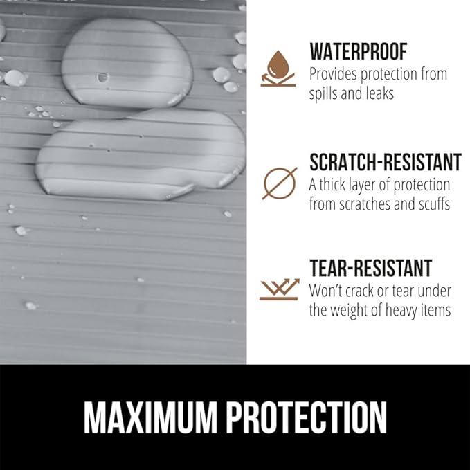 GORILLA GRIP DuraGuard Shelf Liner, Non-Adhesive Cabinet Liners for Kitchen Drawers, Shelves, Refrigerator, Pantry Storage, Bathroom Closet, Durable Waterproof BPA Free Ribbed Plastic, 12x20 Gray