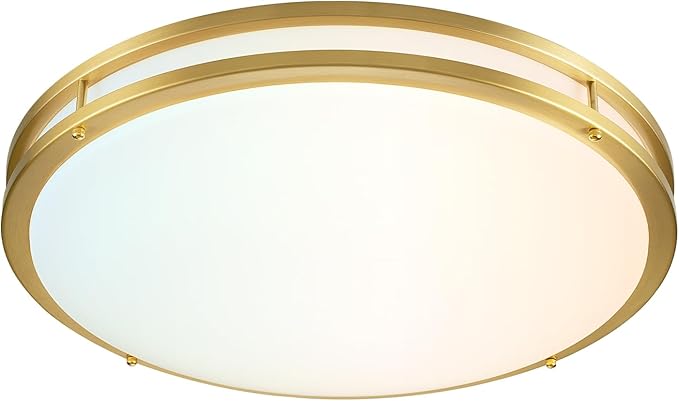 24 inch Gold Ceiling Light Fixture 48W, LED Dimmable Close to Ceiling Light Fixture 5CCT, Modern Flush Mount Ceiling Light for Living Room, Bedroom, Bathroom, Kitchen