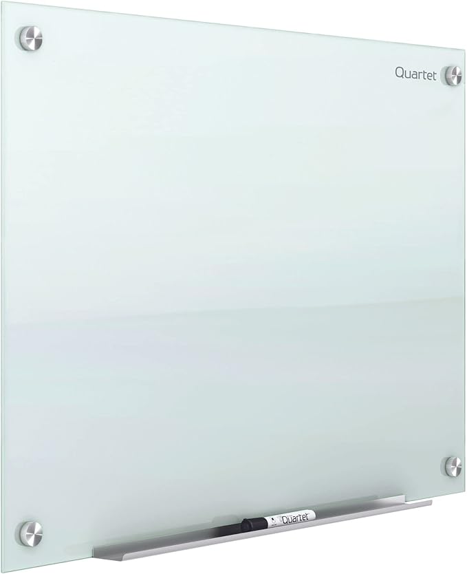 Quartet Whiteboard, Glass Dry Erase Board, Non-Magnetic, 48"W x 36"H, Infinity Frameless Mounting, White Surface, Accessory Tray, and 1 Dry Erase Marker (G4836NMW)