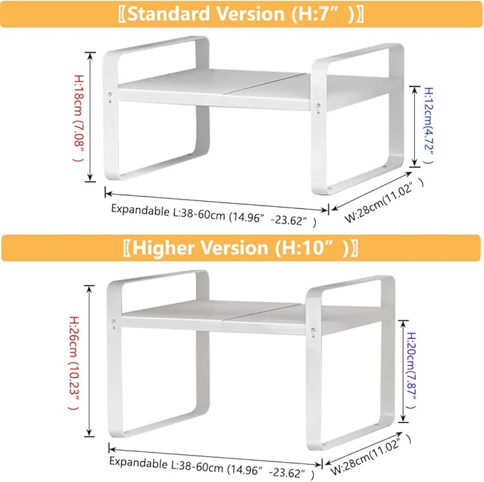 Bayou Expandable Shoe Rack, Adjustable Closet Storage Organizer, Heavy Duty Carbon Steel Shelf, Stackable Free-Standing Unit for Small Spaces (10", 2-Pack)