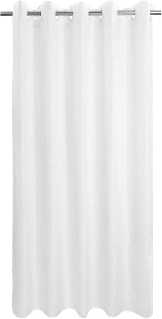 Extra Long No Hook Shower Curtain or Liner Soft Microfiber - 96" Length Fabric Shower Curtain Liner Set, Machine Washable & Water Repellent, White, 71x98