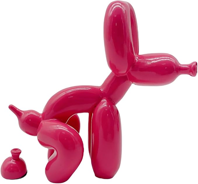 Balloon Dog Mini Poop Dog Decoration Desktop in Living Room Art Animal Small Statue,Bookshelf Decor (Pink)