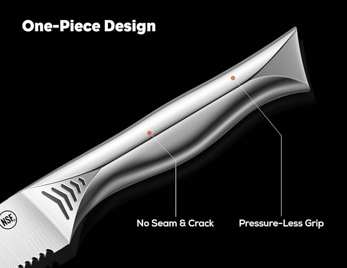 BRODARK Steak Knives Set of 8: 4.5 Inch Serrated Steak Knives - High Carbon Stainless Steel Kitchen Steak Knife Set - Never Need Sharpening - NSF Certified, Shark Series